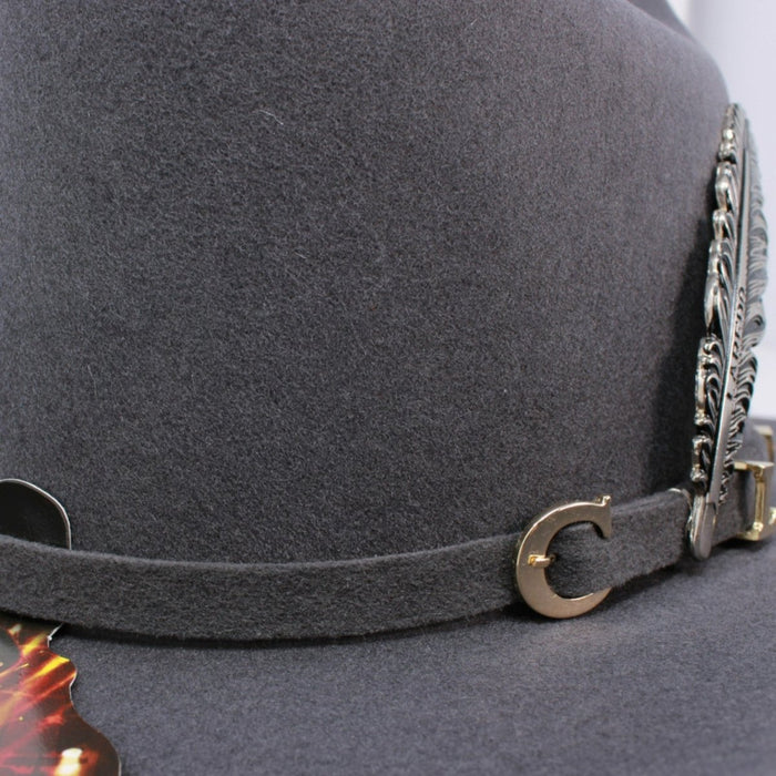 Texana Carin Leon Oficial Gris Oxford con Pluma de Plata - 6