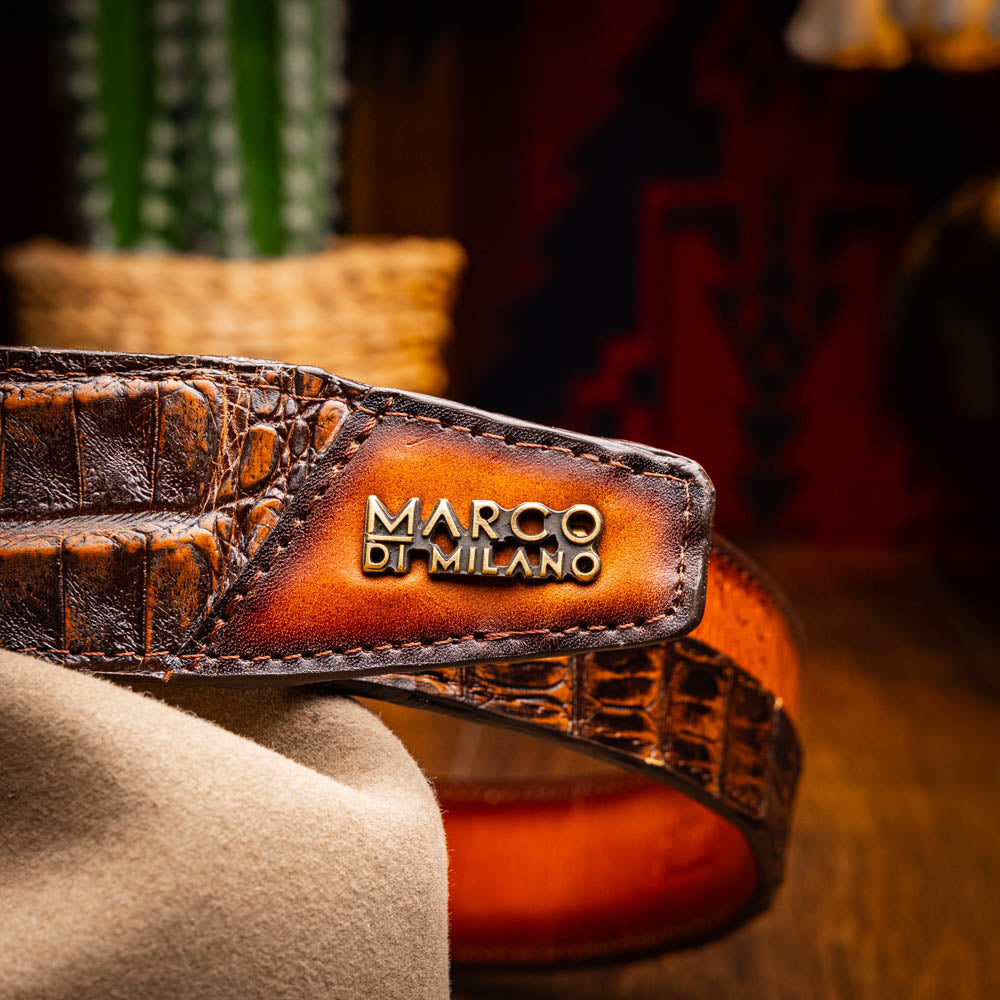 Marco Di Milano Texas Belt: Aged Brown Leather Luxury Shoe - 36