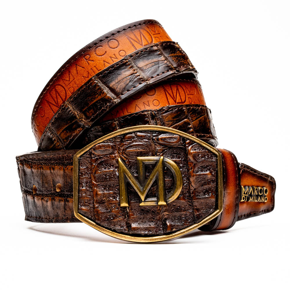 Marco Di Milano Texas Belt: Aged Brown Leather Luxury Shoe - 36