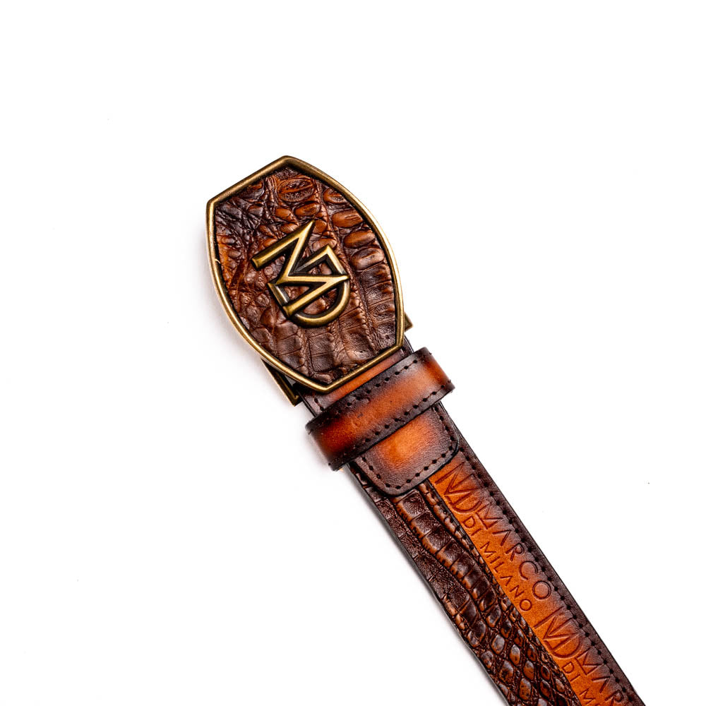 Marco Di Milano Texas Belt: Aged Brown Leather Luxury Shoe - 36