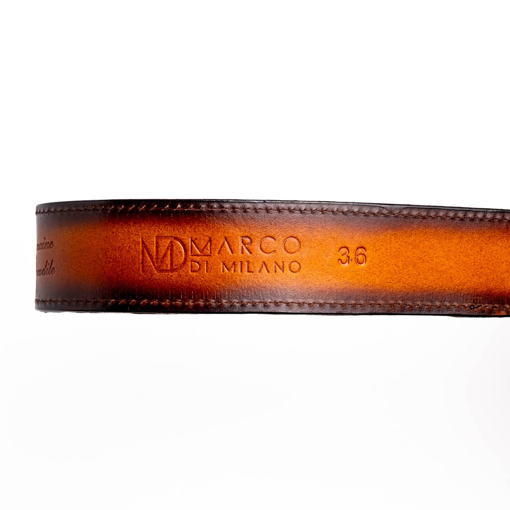 Marco Di Milano Texas Belt: Aged Brown Leather Luxury Shoe - 36