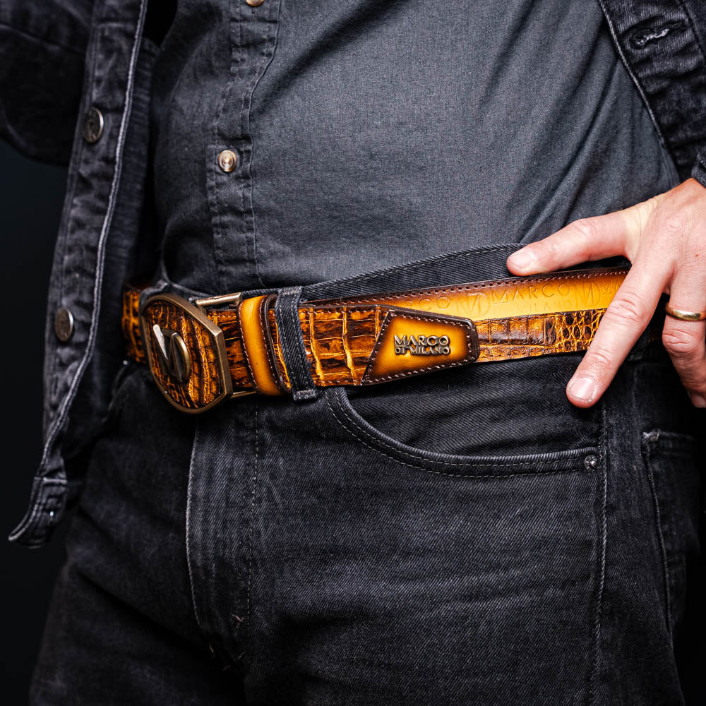 Marco Di Milano Texas Belt Mustard Brown - 36