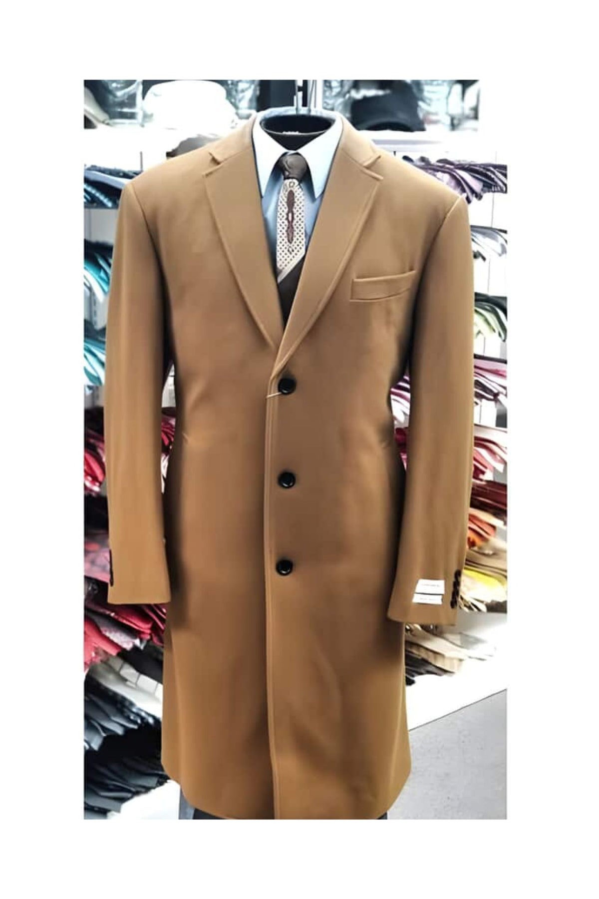 Three Button One Chest Pocket Light Brown - Coffee - Vecuna Color - Mens Topcoat