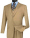 Three Piece Classic Fit Vested Suit Color Khaki