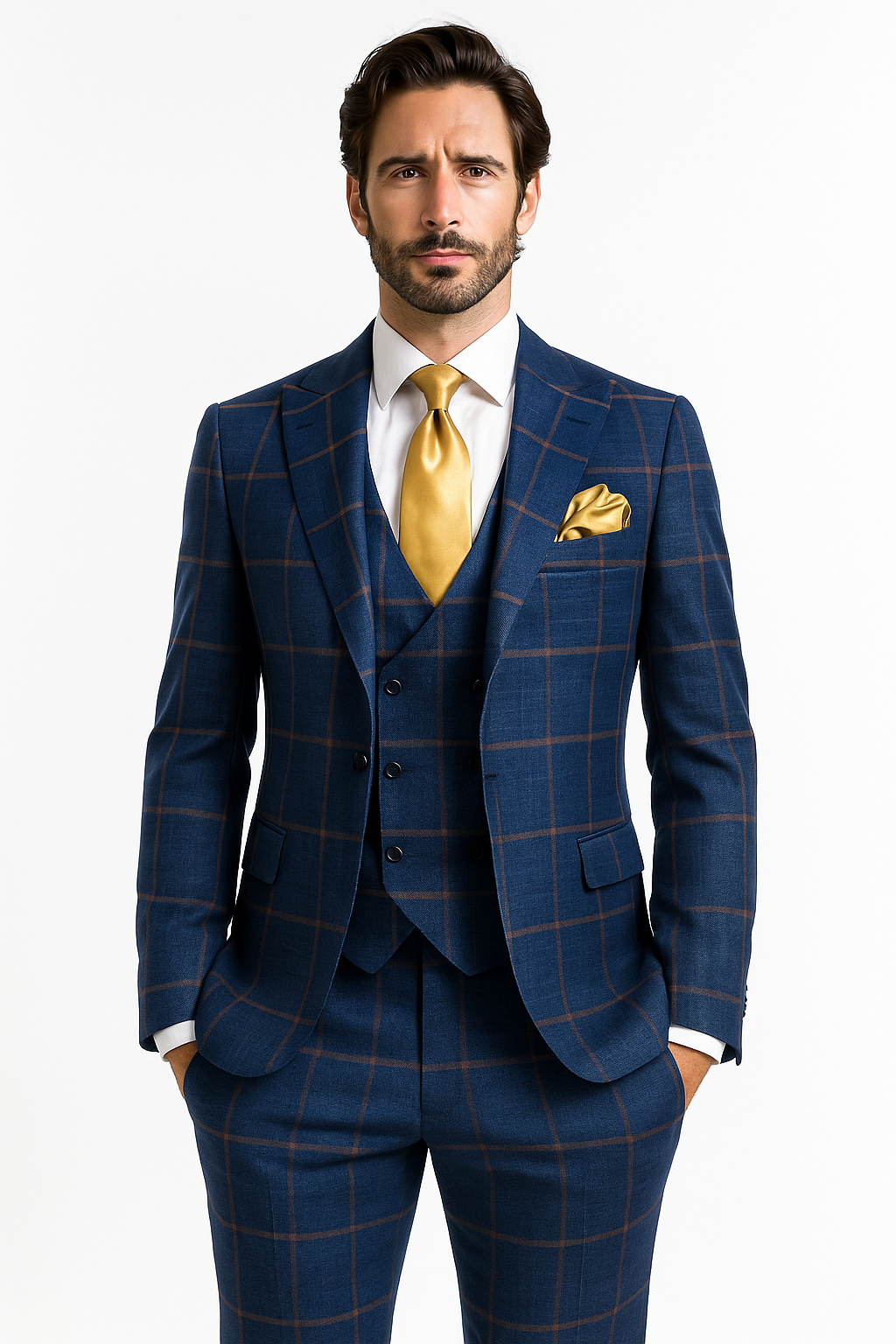 Rossi Man Max RM1840 Slim Fit 3-Piece Formal Suit for Men - 34R