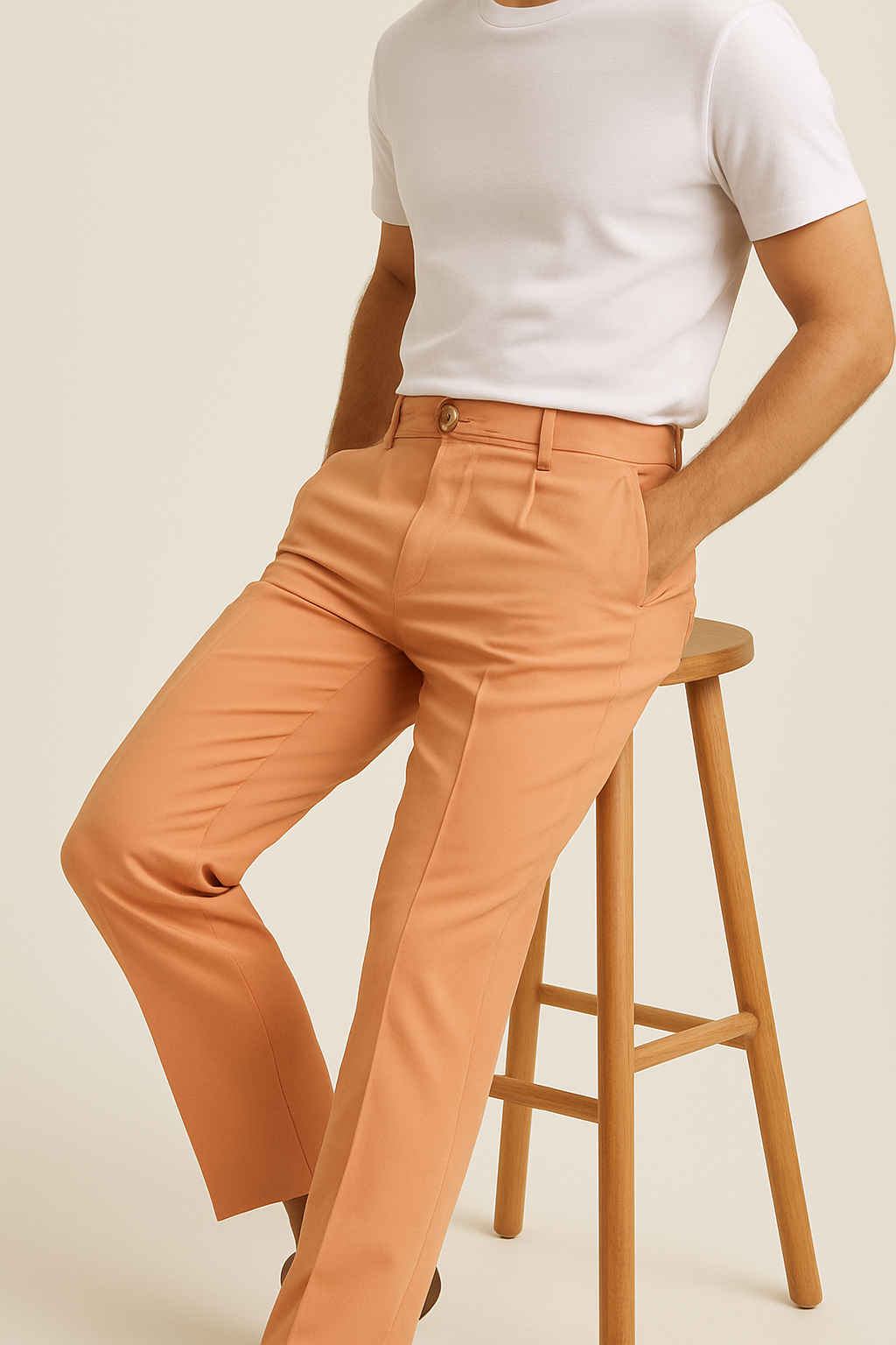 Tiglio Luxe Creamsicle Semi-Wide Leg Wool Marbella Dress Pants TL4013 - 34