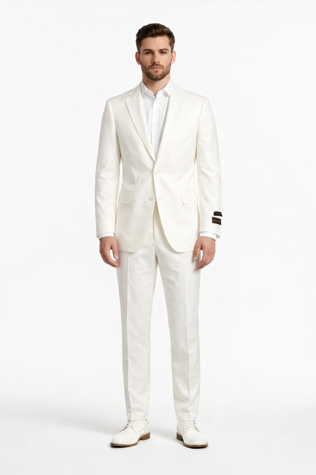 Novello Off-white, Modern Fit, Pure Wool Suit by Tiglio Luxe OFFWHITE - 36S