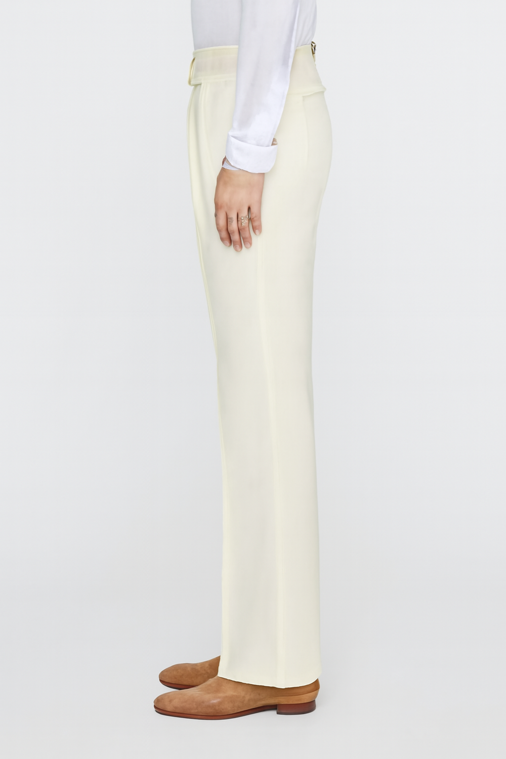 Tiglio Luxe Offwhite Semi-Wide Leg Wool Marbella Dress Pants - 32