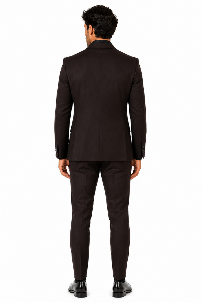 Tiglio Rosso Mens Choclate Brown 3 Piece Suit Double Breasted Vest with Classic 100% Wool Super 150's Fabric - Pleated Pants-New Designer Collection