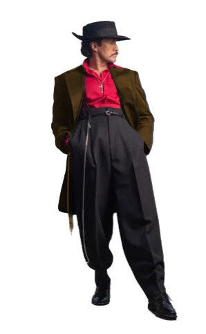Mens Zoot Suit in Solid Black Available in 7 Colors - 38 Short Jacket+32 Waist Adjustable 28to34)(Height: 5’4”to5’7”)(Neck 15-16.5)S-M)