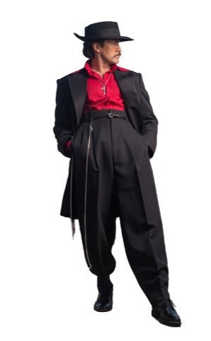 Mens Zoot Suit in Solid Black Available in 7 Colors - 38 Short Jacket+32 Waist Adjustable 28to34)(Height: 5’4”to5’7”)(Neck 15-16.5)S-M)