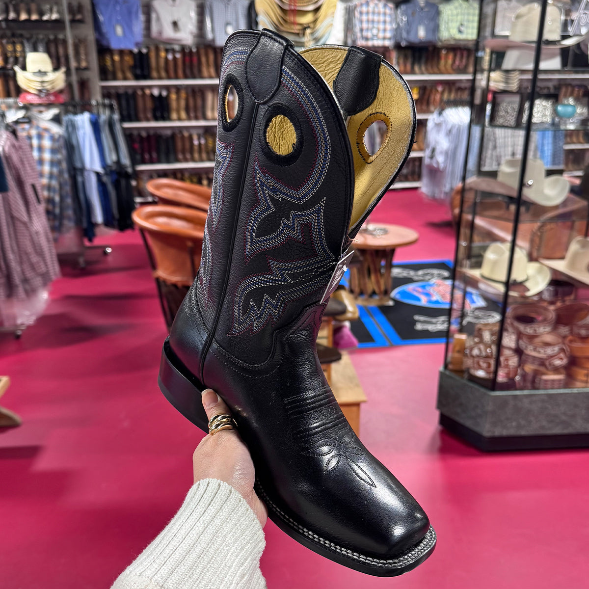Black Lars Square Toe Cowboy Boots - D