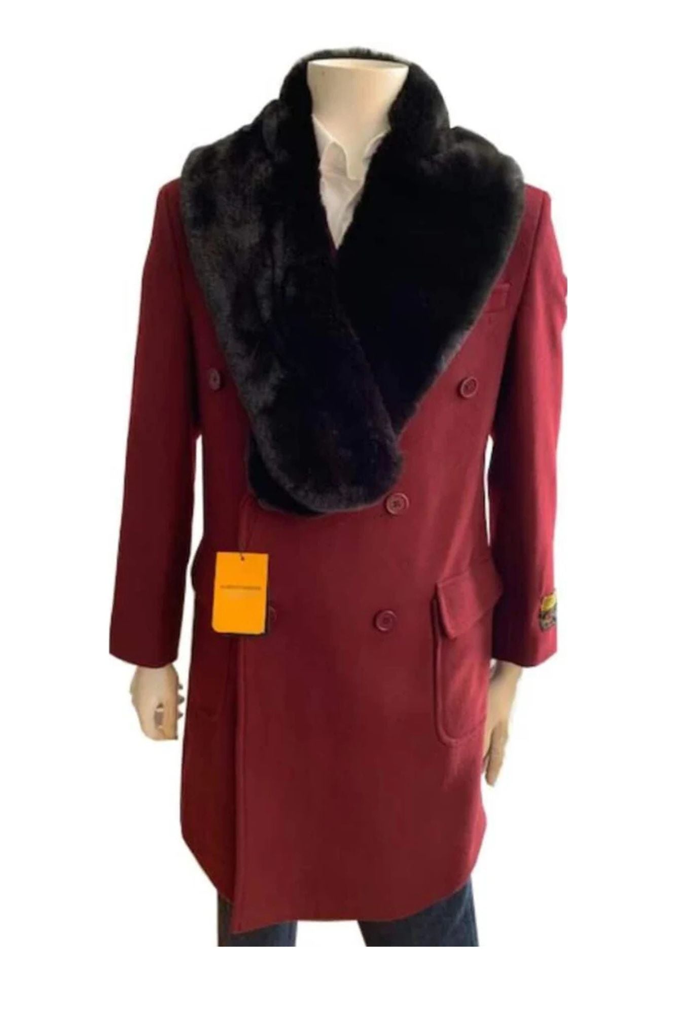 Topcoat Double Breasted Three Quarter men's Overcoat - Wool And Cashmere Peacoat - Coat Size 38
