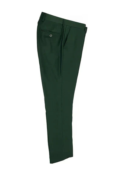 Forest Green Flat Front Wool Dress Pant 2560 by Tiglio Luxe TIG4186 - 30