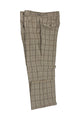 Tiglio Luxe Beige with Brown Windowpane Semi-Wide Leg Wool Marbella Dress Pants TL3119
