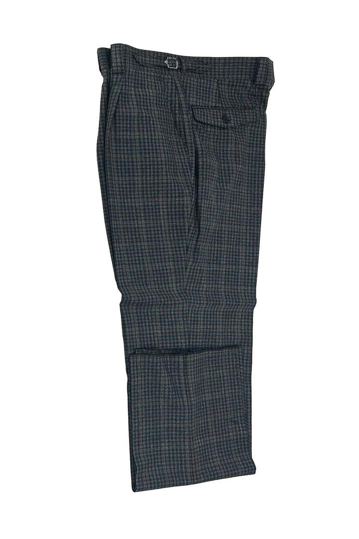 Tiglio Luxe Gray Mini Check with Taupe Windowpane Semi-Wide Leg Wool Marbella Dress Pants TL3328 - 32