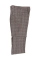 Tiglio Luxe Taupe with Burgundy Windowpane Semi-Wide Leg Wool Marbella Dress Pants TL3331