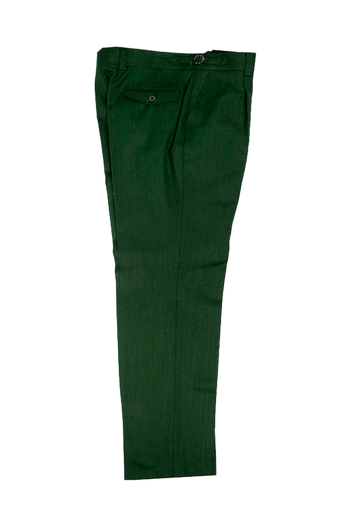 Tiglio Luxe Dark Green Semi-Wide Leg Wool Marbella Dress Pants TL8192 - 32