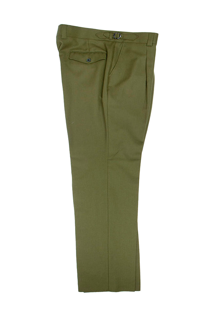 Tiglio Luxe Moss Green Semi-Wide Leg Wool Marbella Dress Pants TL8194 - 32