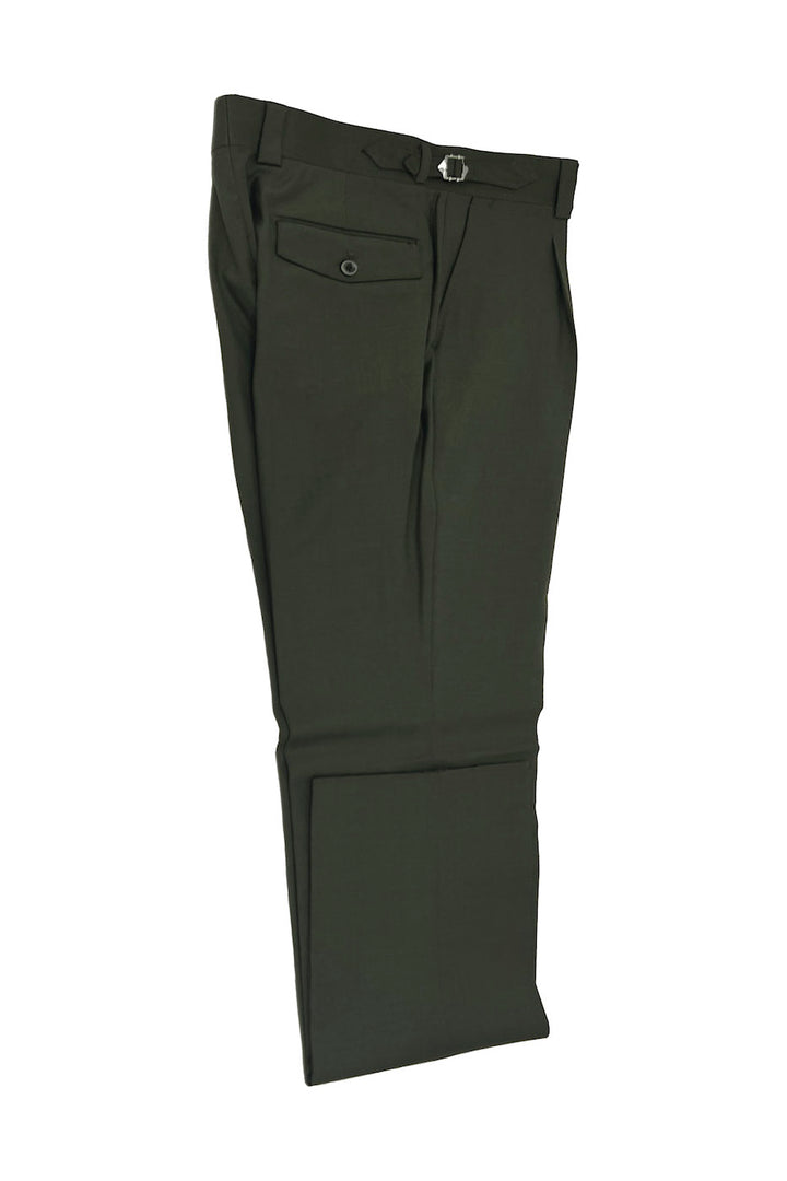 Tiglio Luxe Dark Olive Semi-Wide Leg Wool Marbella Dress Pants TL8202 - 32