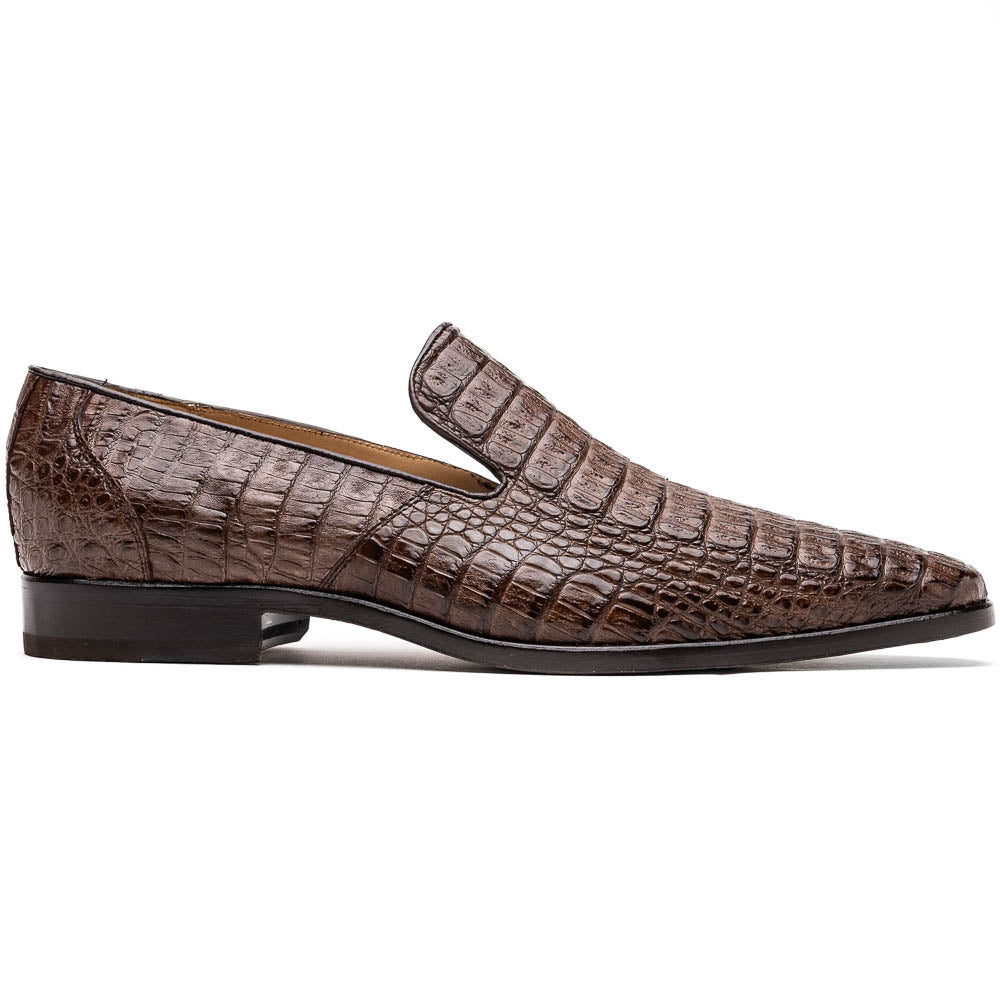 Marco Di Milano Trento Brown Men's Shoes Caiman Crocodile Slip-on Loafers - 11.5