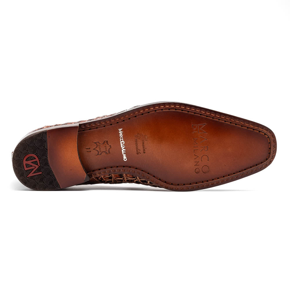 Marco Di Milano Trento Cognac Men's Shoes Caiman Crocodile Slip-on Loafers - 12