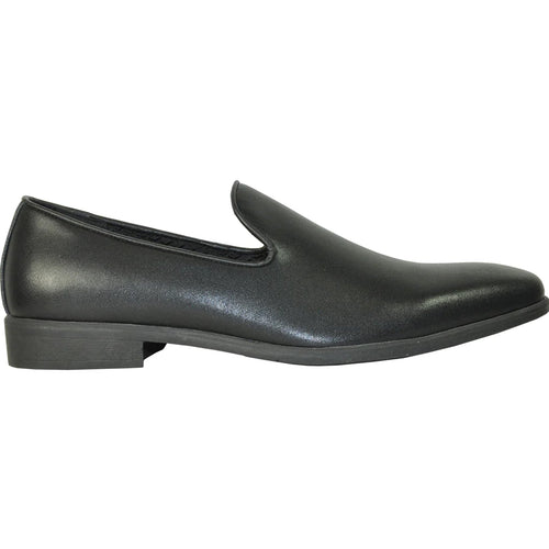 Bravo Mens Classic Plain Toe Slip on Loafer Dress Shoe in Black