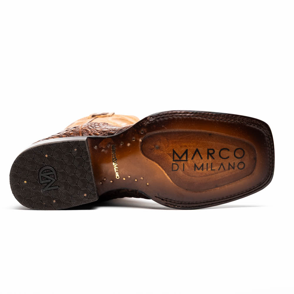 Marco Di Milano Tuscon Aged Maple Caiman Crocodile Square Toe Cowboy Boots - 7
