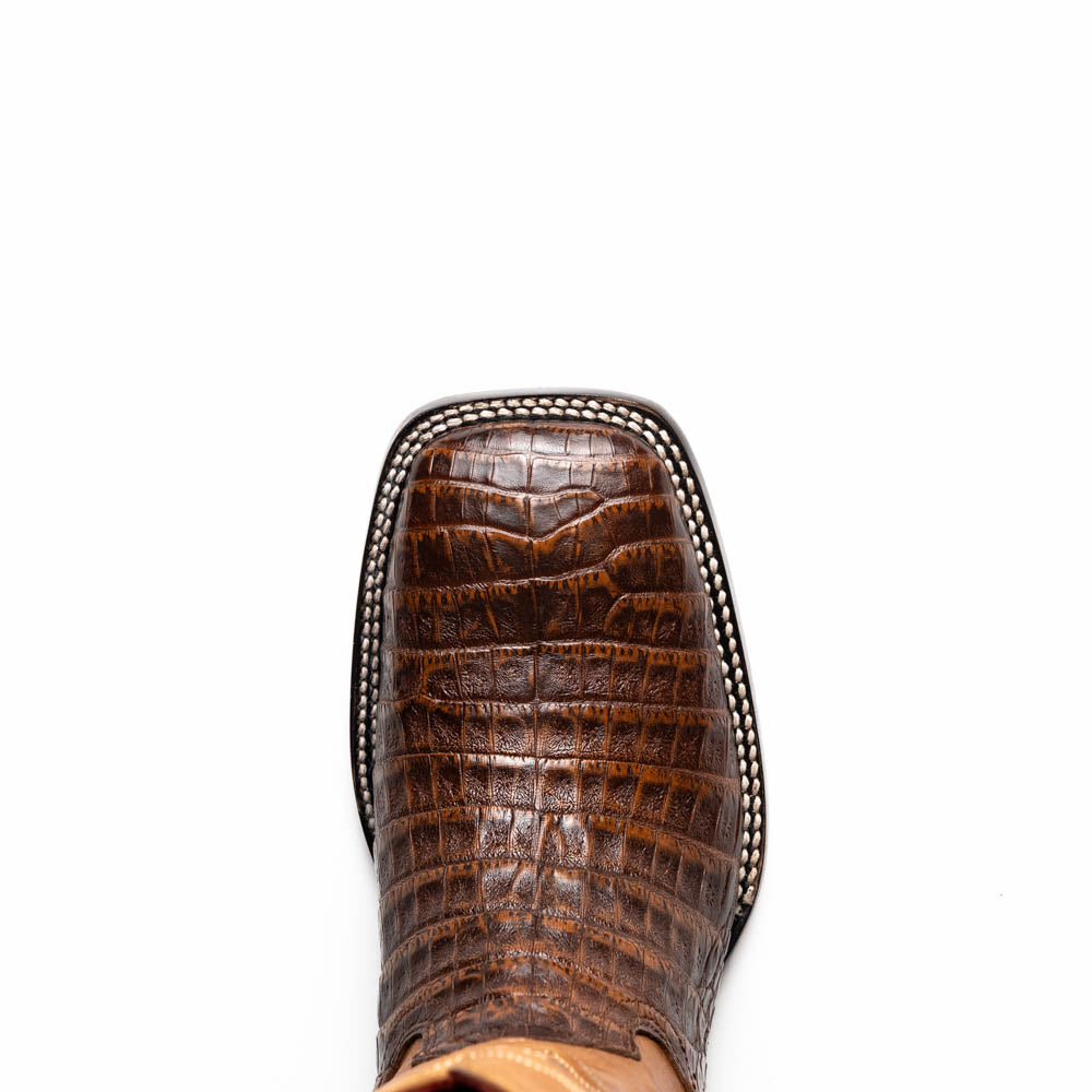 Marco Di Milano Tuscon Aged Maple Caiman Crocodile Square Toe Cowboy Boots - 7