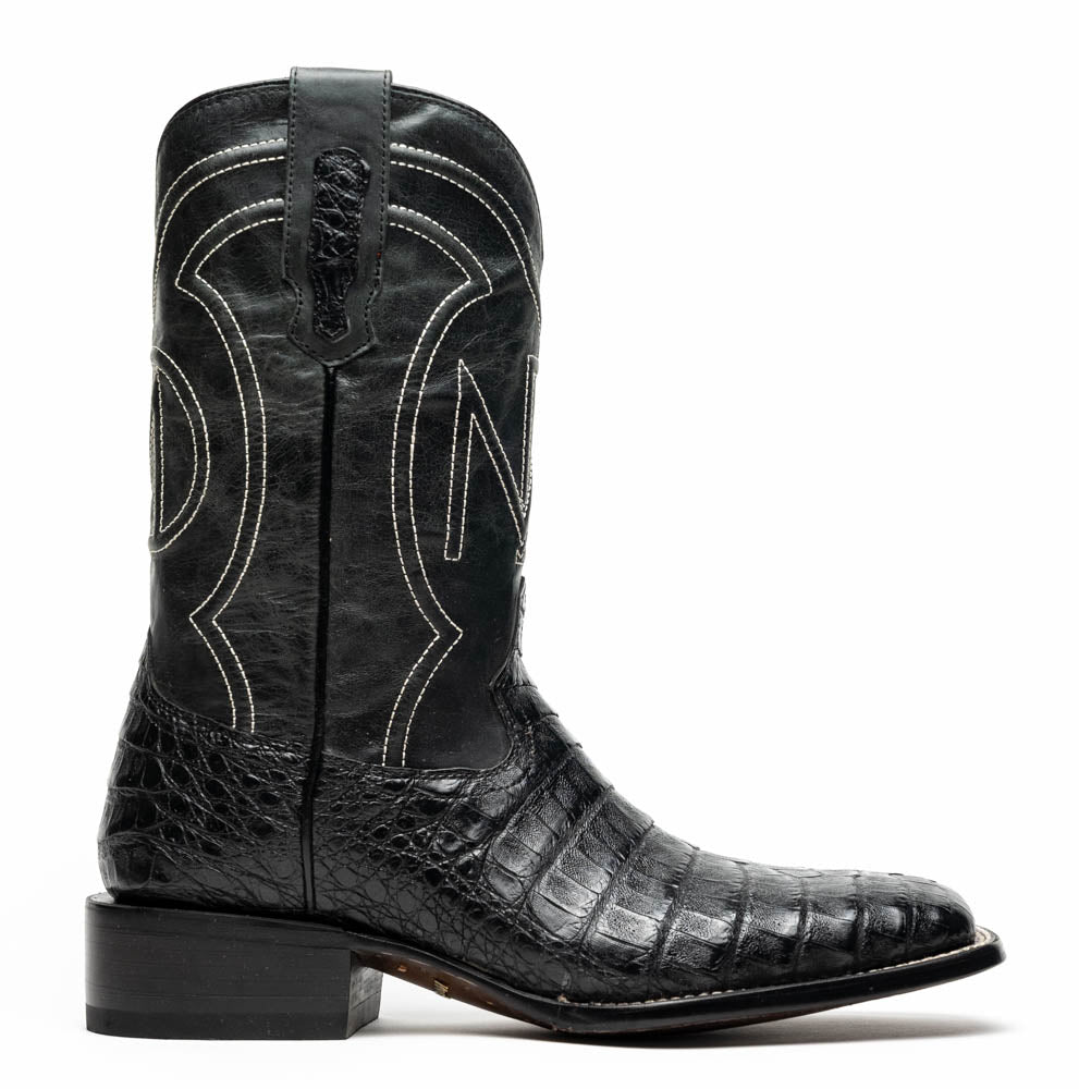 Marco Di Milano Tuscon Black Caiman Crocodile Square Toe Cowboy Boots - 7