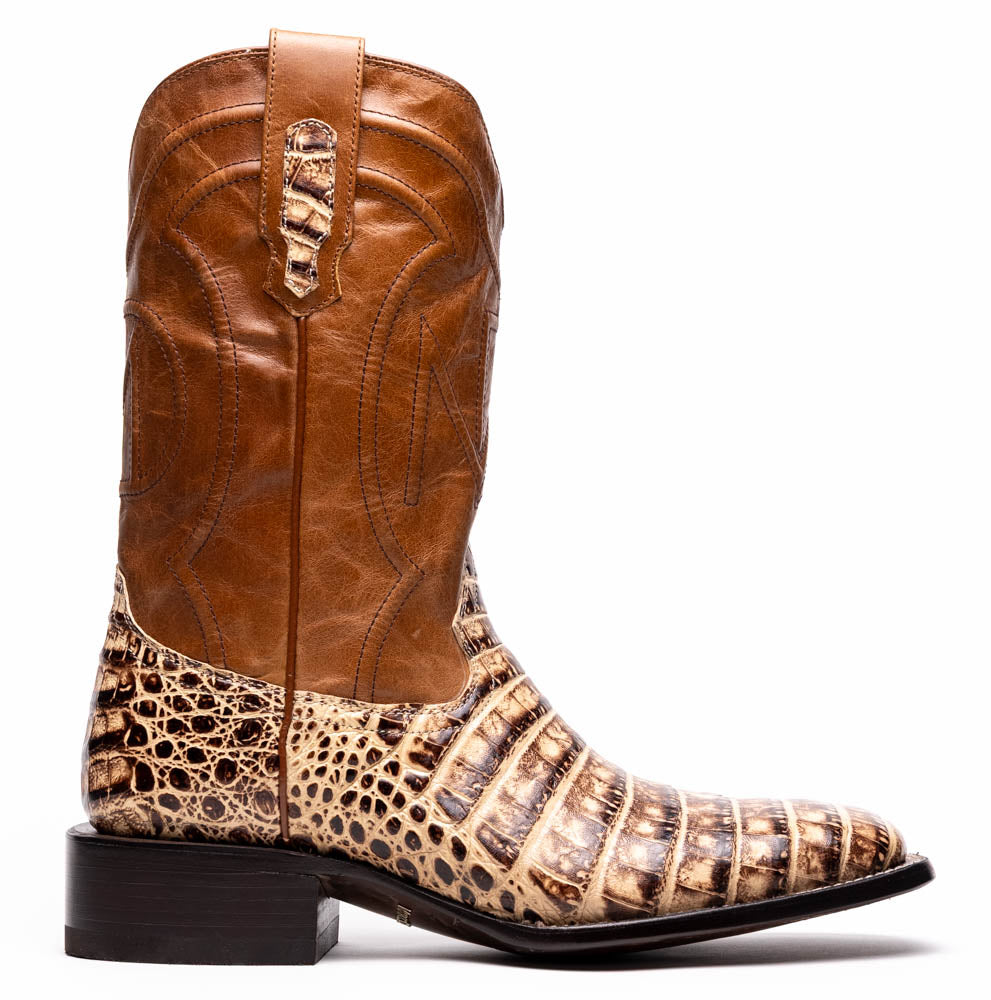 Marco Di Milano Tuscon Stone Orix Caiman Crocodile Square Toe Cowboy Boots - 7