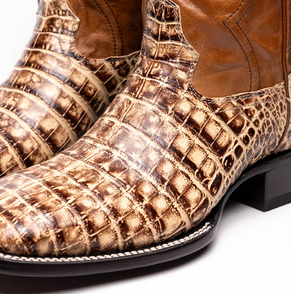 Marco Di Milano Tuscon Stone Orix Caiman Crocodile Square Toe Cowboy Boots - 7