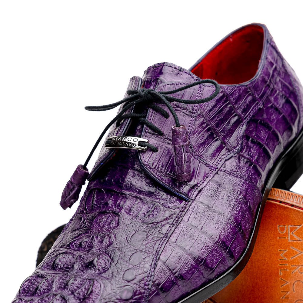 Marco Di Milano Tulum Purple Exotic Crocodile Derby Oxfords - 8