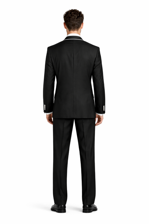 Tuxedo & Formal Men's Slim Fit Black White Trim Suits-New Designer Collection