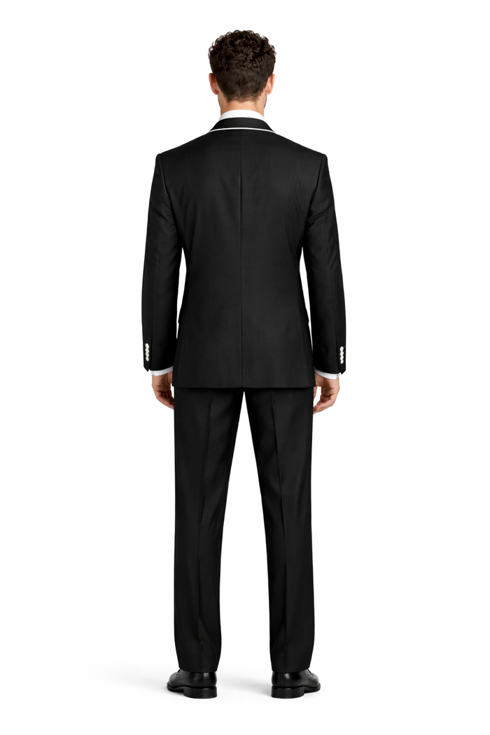 Tuxedo & Formal Men's Slim Fit Black White Trim Suits-New Designer Collection