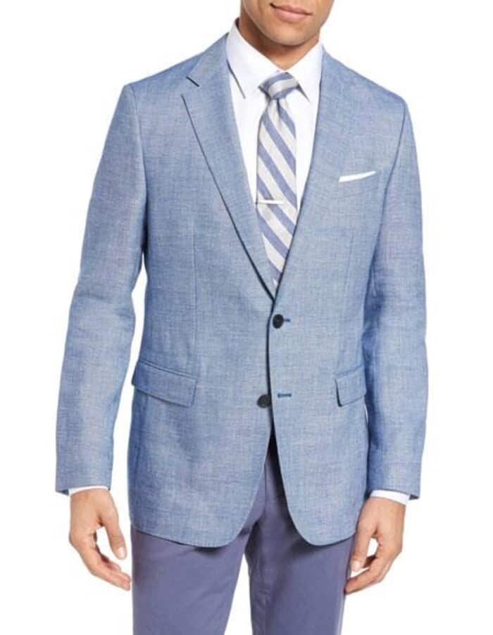 Mens Big and Tall Linen Suits - Bright Blue Summer Fabric Suit