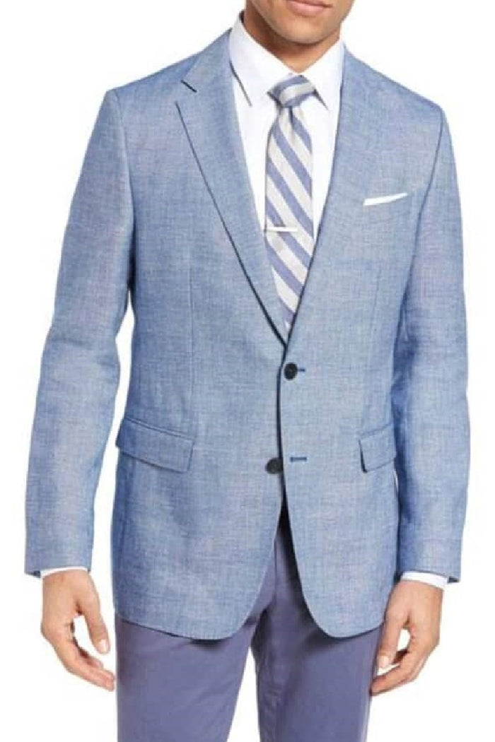 Mens Big and Tall Linen Suits - Bright Blue Summer Fabric Suit