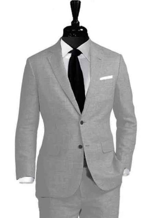 Mens Big and Tall Linen Suits - Grey Linen Summer Fabric Suit