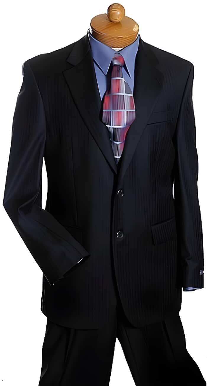 Mens Big and Tall Linen Suits - Black Two-button  Summer Fabric Suit