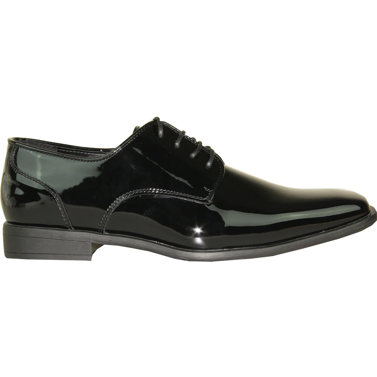 "Black Oxford Patent Tuxedo Shoe - Modern Men's Pointy Square Toe" - 6.5M