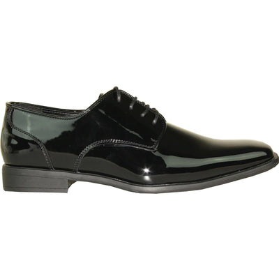"Black Oxford Patent Tuxedo Shoe - Modern Men's Pointy Square Toe"