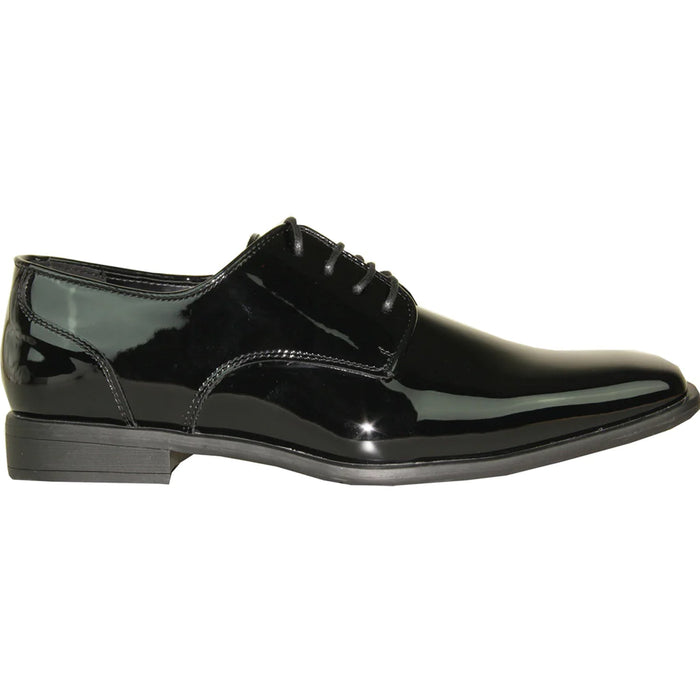 "Black Oxford Patent Tuxedo Shoe - Modern Men's Pointy Square Toe"