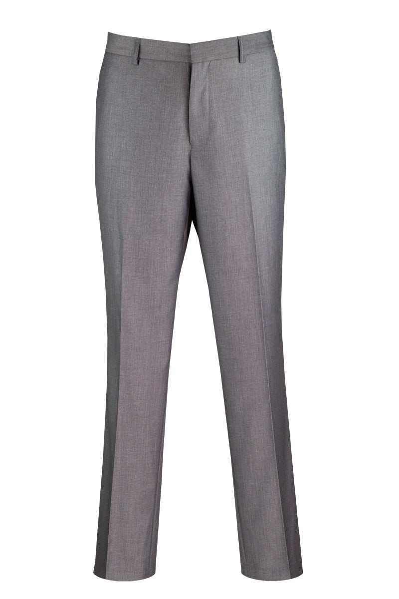 "Grey Modern Fit Men's Dress Pants - Wool Feel"