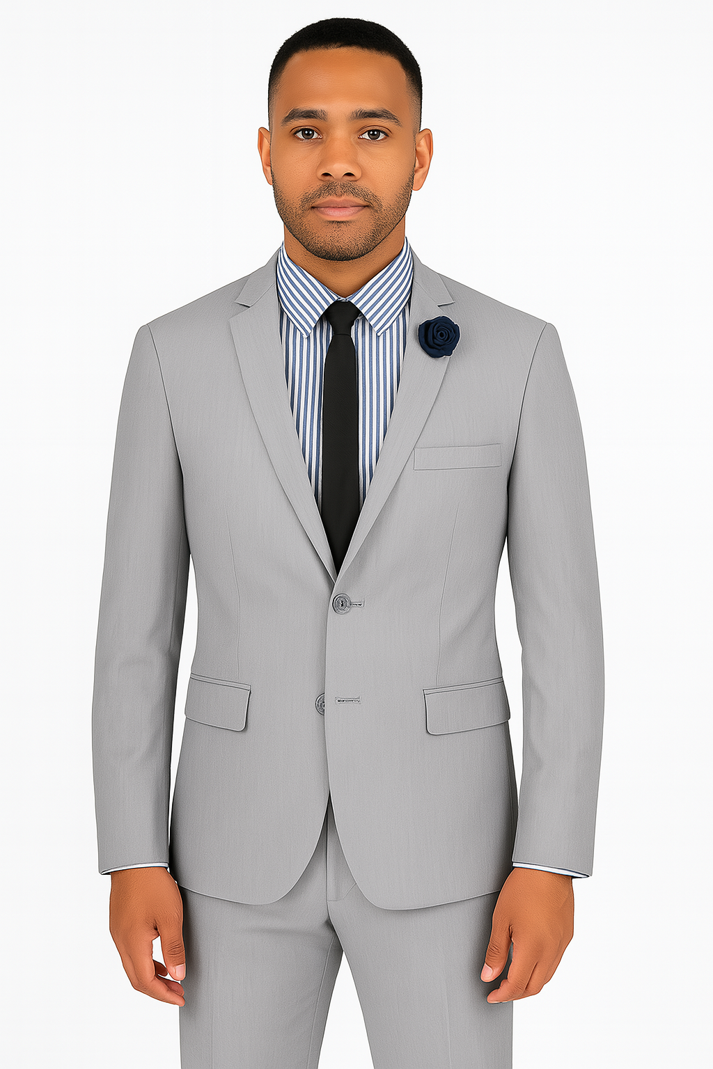 Ultra Slim Fit 2 Piece Suit Stretch Fabric in Solid Gray - Gray