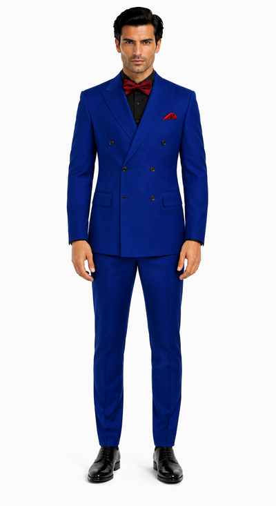 Ultra Slim Fit Double Breasted Royal Suit - Narrow Leg Pants - Gucci Cut - Tapered Jacket