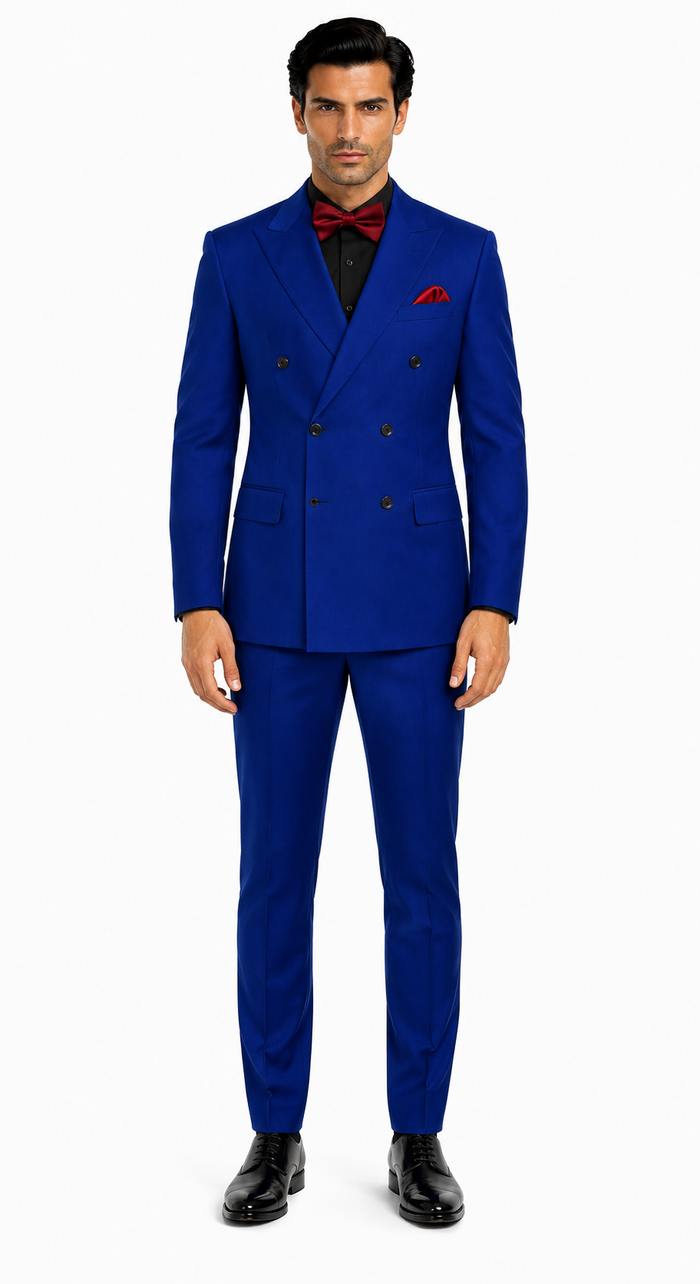 Ultra Slim Fit Double Breasted Royal Suit - Narrow Leg Pants - Gucci Cut - Tapered Jacket