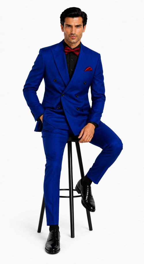 Ultra Slim Fit Double Breasted Royal Suit - Narrow Leg Pants - Gucci Cut - Tapered Jacket