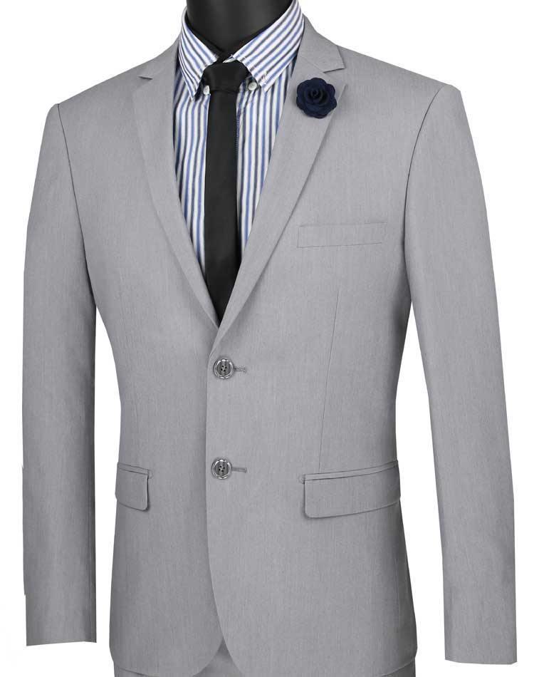 Ultra Slim Fit Stretch 2 Piece Suit Color Gray - 36 Short  - 30 Waist