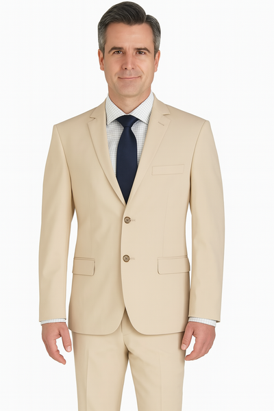 ultra slim fit beige suit front view