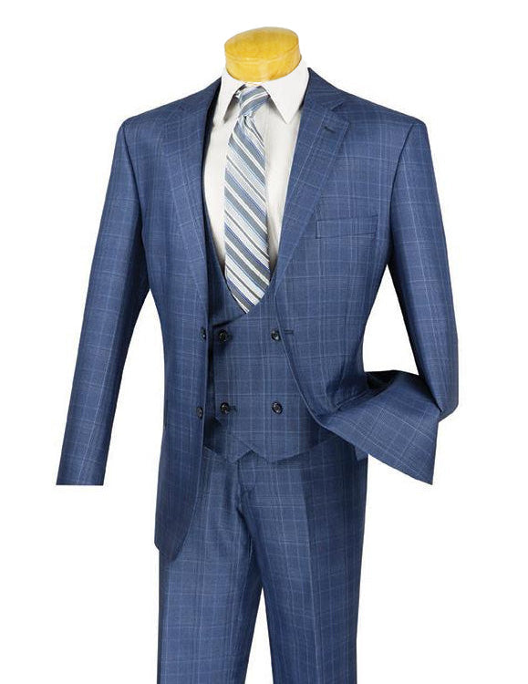 Renaissance Collection - Regular Fit 3 Piece Suit Oxford Blue - Oxford Blue